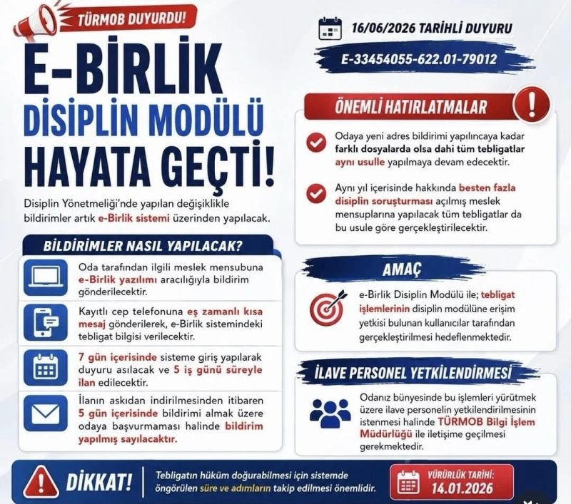 E-Birlik Disiplin Modülü Hayata Geçti!